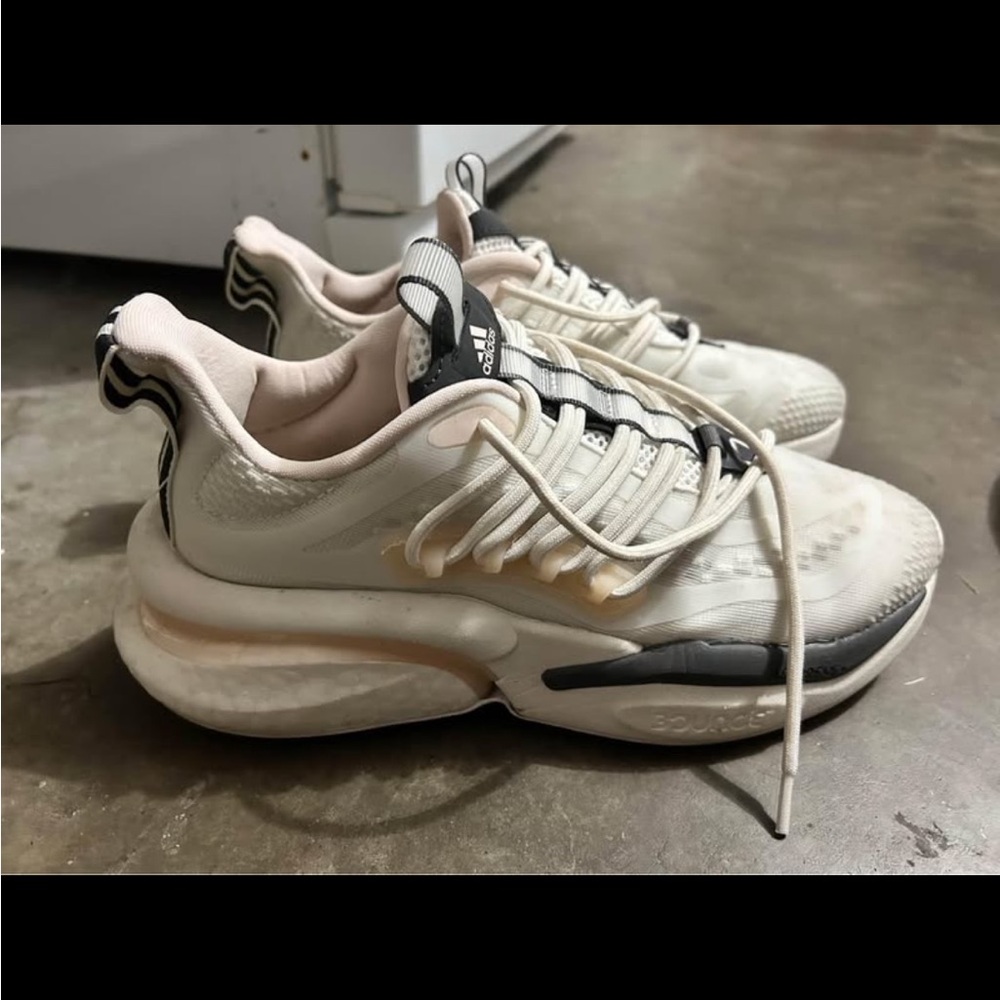 Adidas Cream and Gray Athletic Shoes